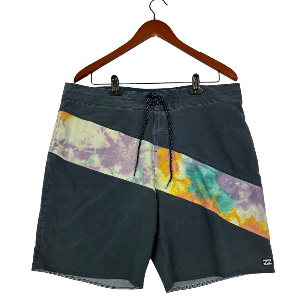 Billabong Recycler T-Street Pro Boardshorts Mens 36 Blue Tie Dye 90s Surf Swim